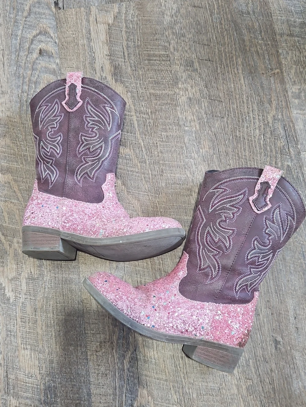 Girls Pink Glitter Cowboy Boots